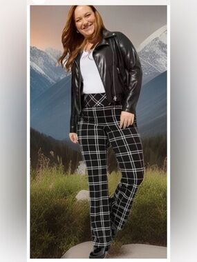 Torrid Pants 00 New Black Plaid PullOn Pocket Pixie Crop Ponte Pant Wide Leg NWT